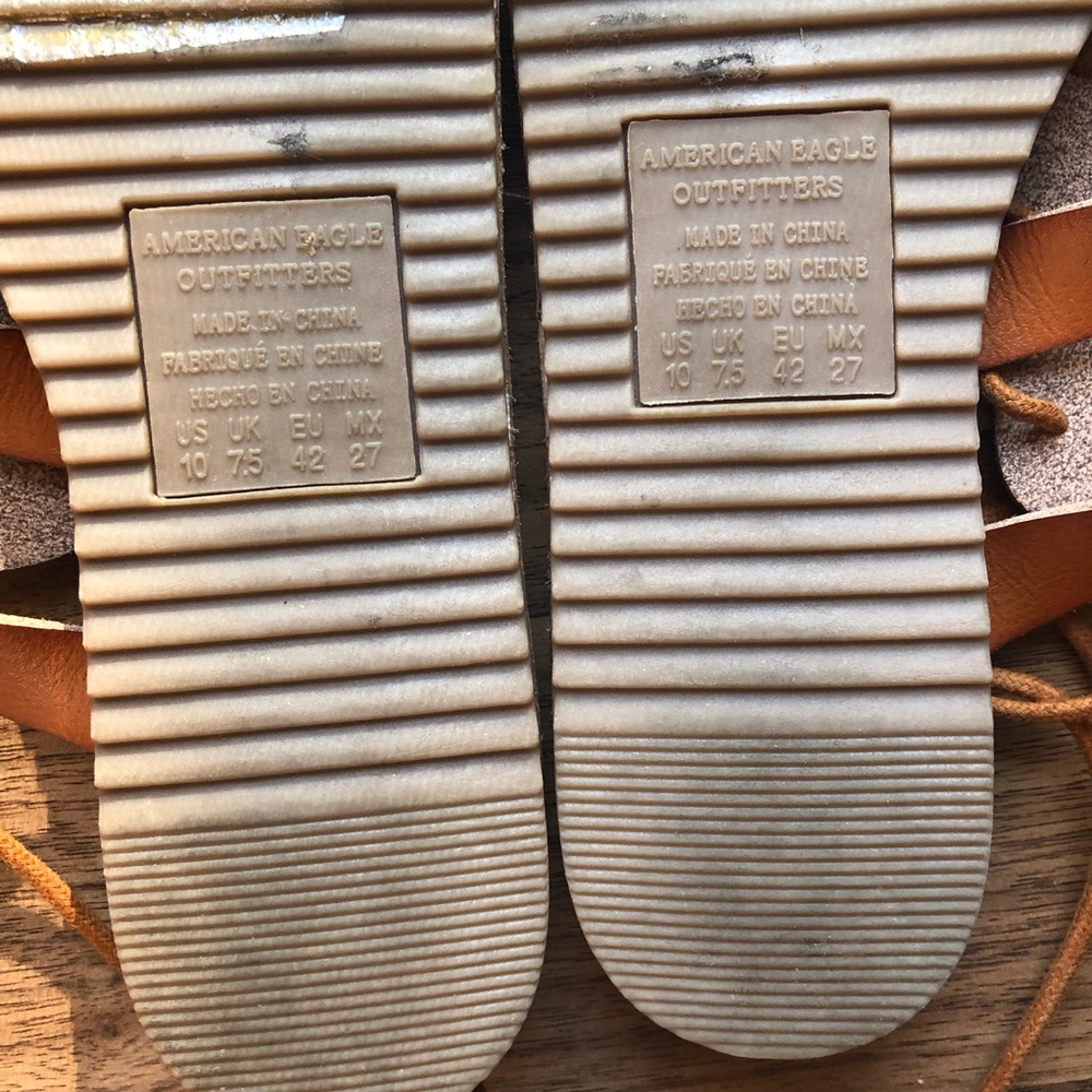 NWOT | AE | Brown Leather Lace Up Sandals - Picture 5 of 5